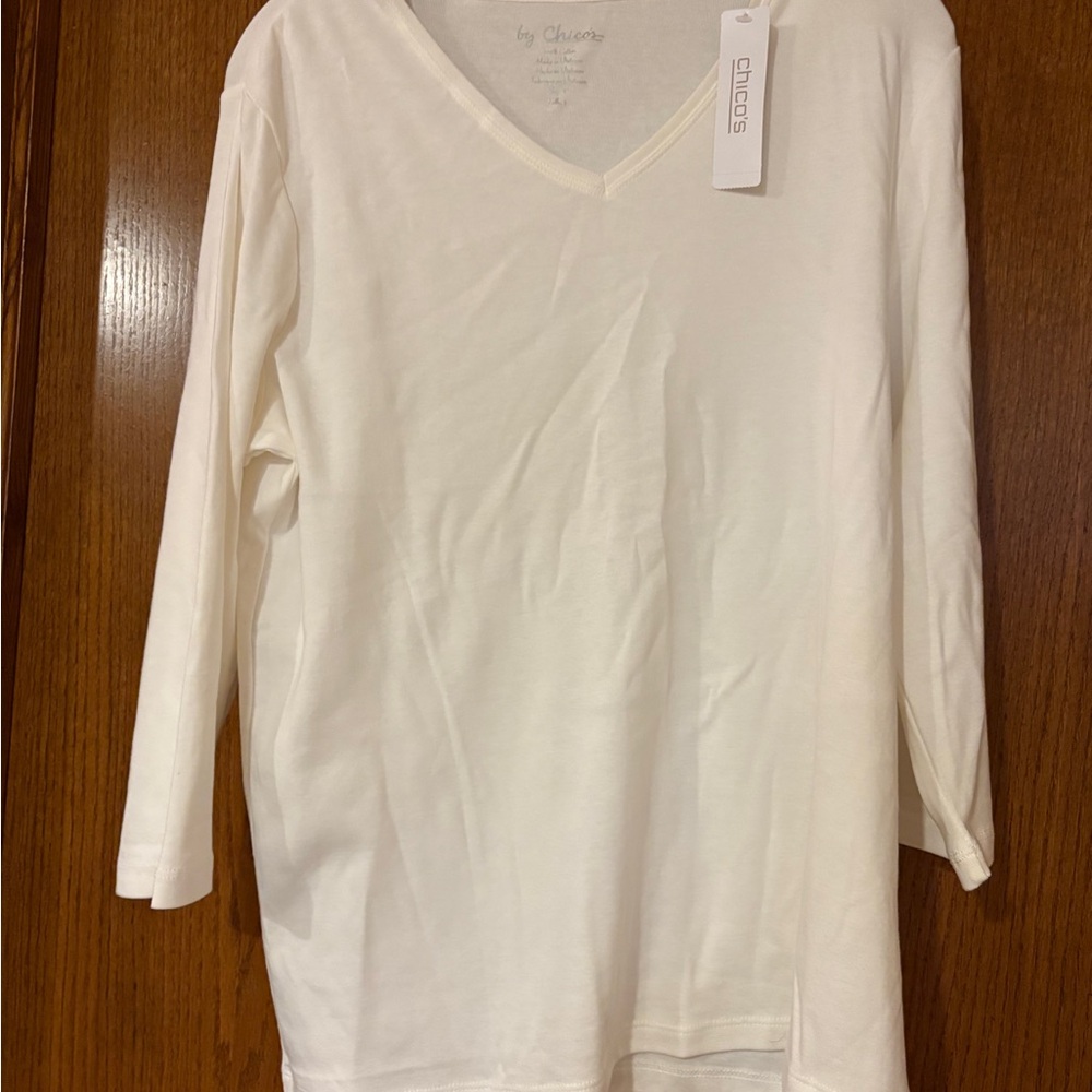 Chico's Antique White 3/4 Length Sleeve Top